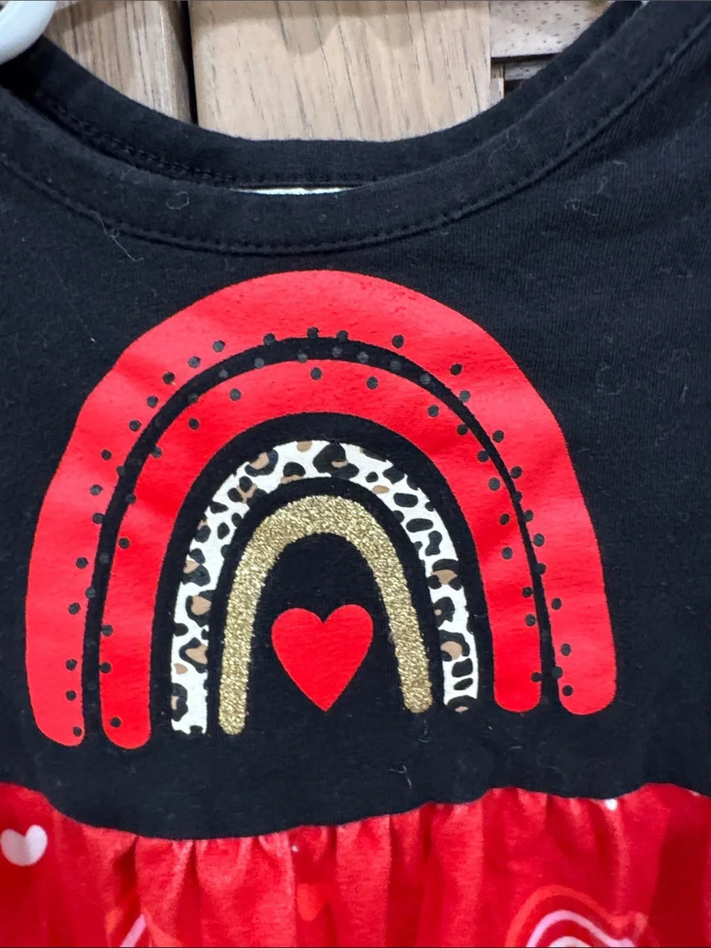 Black and Red Rainbow Heart Baby One-Piece